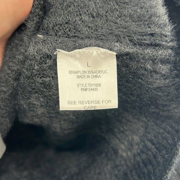 Theo & Spence Women's Feathered Mock Neck Sweater - Black - Large - NWT - Picture 4 of 6